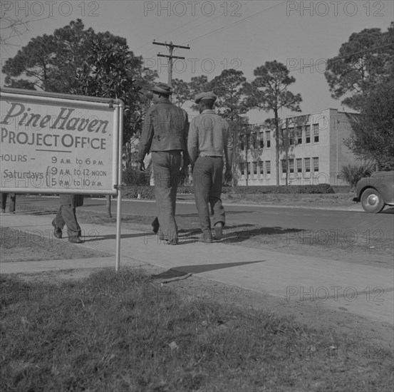 Daytona Beach, Florida. School for Negroes across the street from low rent housing project.