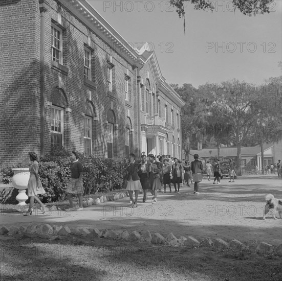 Daytona Beach, Florida. Bethune-Cookman College. Students leaving the White Hall building.