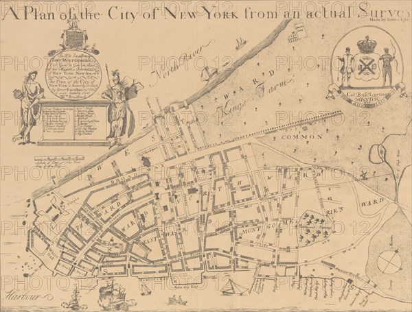 A Plan of the City of New York from an Actual Survey Made by James Lyne, 1728, 1834-1872.