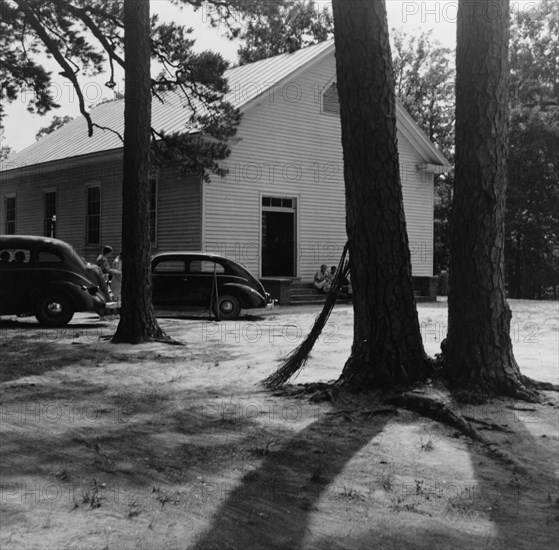 Churchyard on annual cleaning up day, Wheeley's Church, Person County, North Carolina.