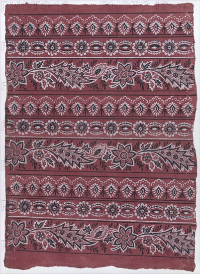 Sheet with three borders with paisley and floral patterns, late 18th-mid-19th century.