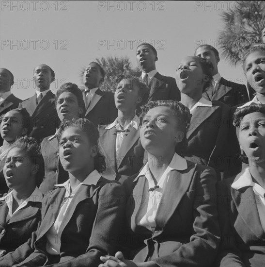 Daytona Beach, Florida. Bethune-Cookman College. Student chior singing on the campus.