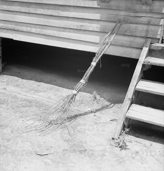 Kitchen door of Zollie Lyon's house. Note brushbroom. Wake County, North Carolina.