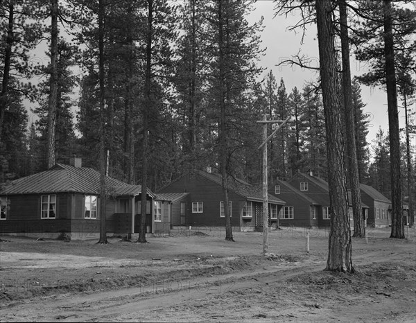 View of new model company lumber town housing for millworkers. Gilchrist, Oregon.