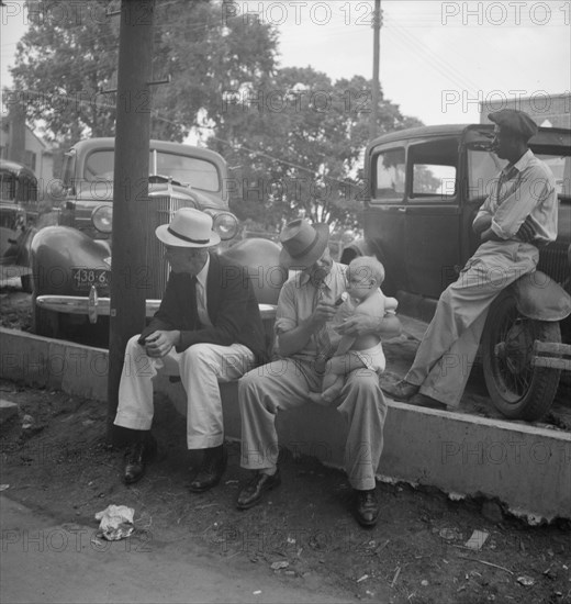 Chatham County farmers in town on Saturday afternoon. Pittsboro, North Carolina.