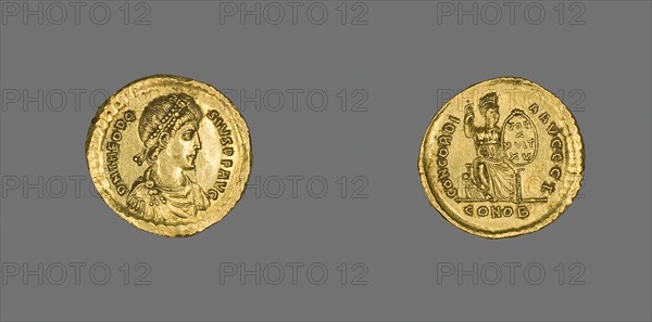 Solidus (Coin) of Emperor Theodosius I, 383 (25 August)-388 (28 August). Creator: Unknown.
