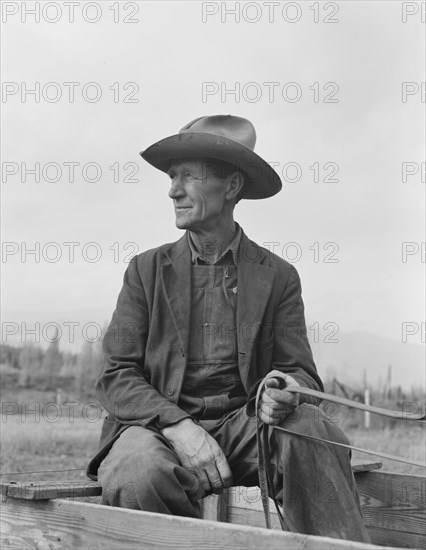 Ex-Nebraska farmer now developing farm out of the stumps. Bonner County, Idaho.