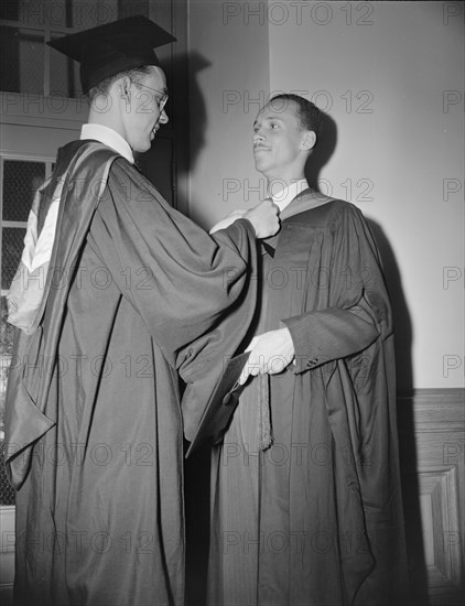 Washington, D.C. Young men preparing to receive degrees from Howard University.