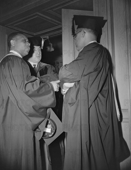 Washington, D.C. Faculty members of the Howard University during commencement.