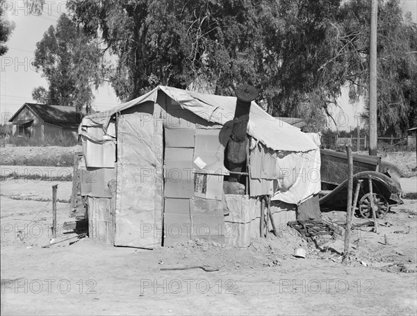 House in camp of carrot pullers. Near Holtville. Imperial Valley, California.