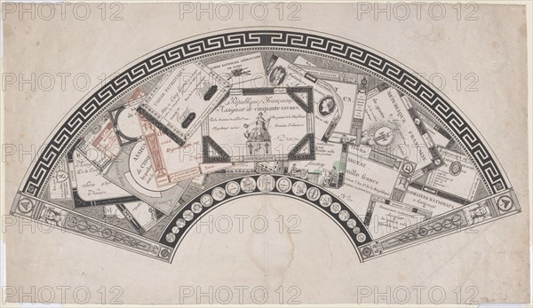 Fan Design with Republican Assignats (French Revolutionary Money), ca. 1795.