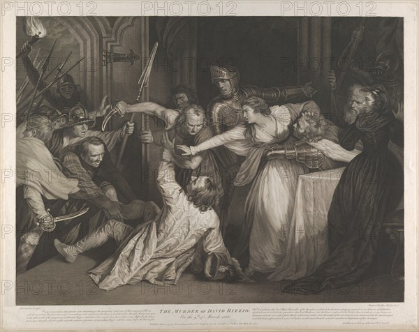 Mary, Queen of Scots witnessing the murder of David Rizzio, January 1, 1791.