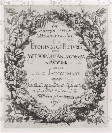 Title page, Etchings of Pictures in the Metropolitan Museum New York, 1871.