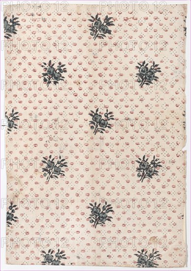 Sheet with an overall floral and dot pattern, late 18th-mid-19th century.
