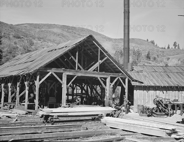 Close-up of the sawmill. Ola self-help sawmill co-op. Gem County, Idaho.