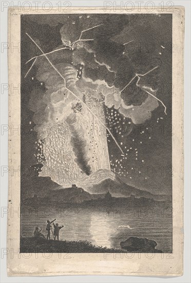 Eruption of a Volcano (Vesuvius) seen from across the Bay, 18th century.