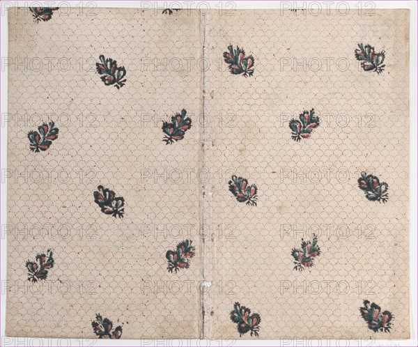 Sheet with overall dot and floral pattern, late 18th-mid-19th century.