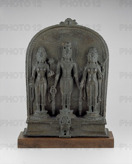 God Vishnu with Lakshmi and Sarasvati, Pala period, 9th/10th century.