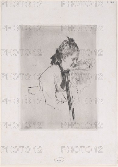 Femme de métier (étude de jeune fille appuyée sur une chaise), 1889?.