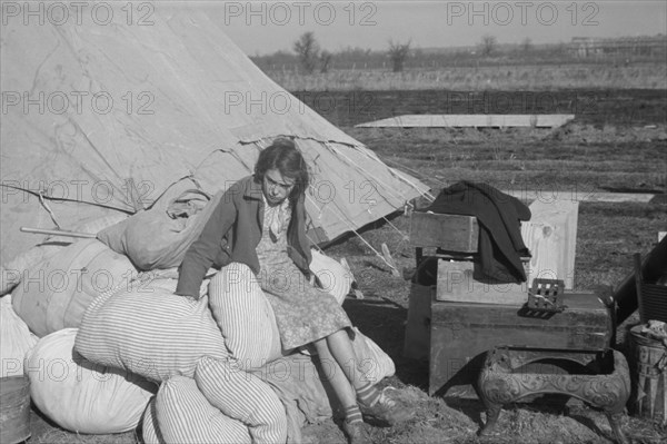 A girl in the camp for white flood refugees, Forrest City, Arkansas.
