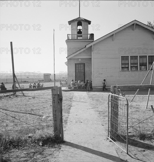 Lincoln Bench School and yard. Near Ontario, Malheur County, Oregon.