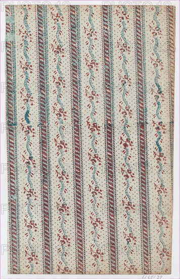 Sheet with overall vine and dot pattern, late 18th-mid-19th century.