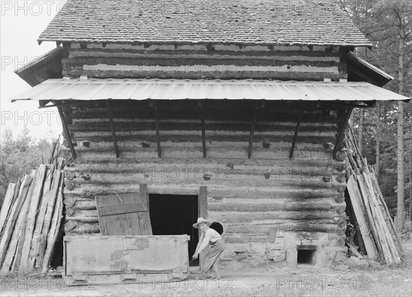 Tobacco barn ready for "putting in". Person County, North Carolina.