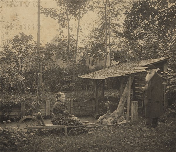 Camille Pissarro and Julie at the washhouse, Eragny, c1884-1903.