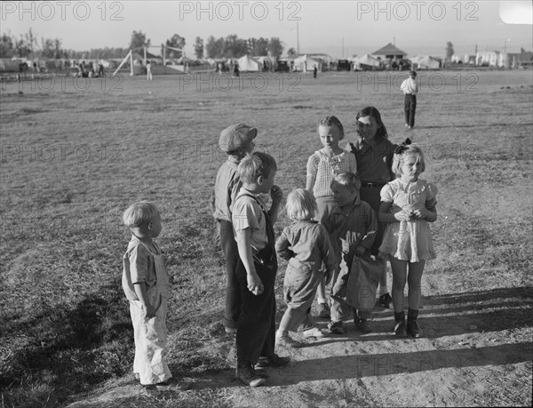 Children of migratory pea pickers in Brawley camp. California.