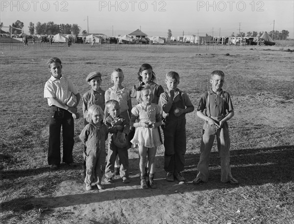 Children of migratory pea pickers in Brawley camp. California.