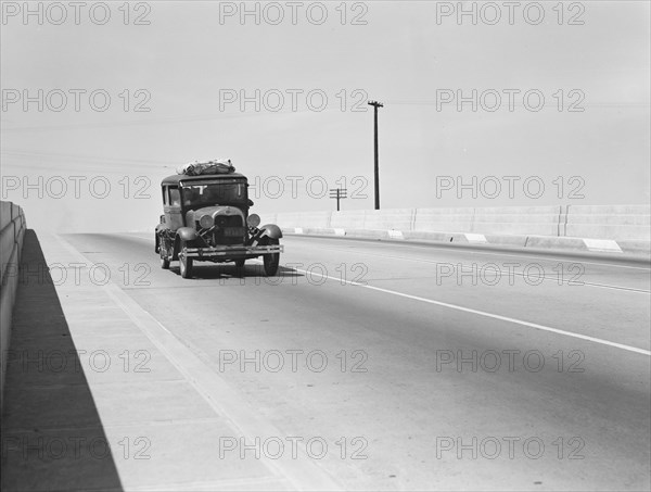 Between Tulare and Fresno. Overpass on U.S. 99. California.