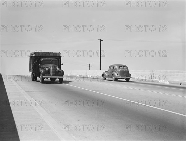 Between Tulare and Fresno. Overpass on U.S. 99. California.