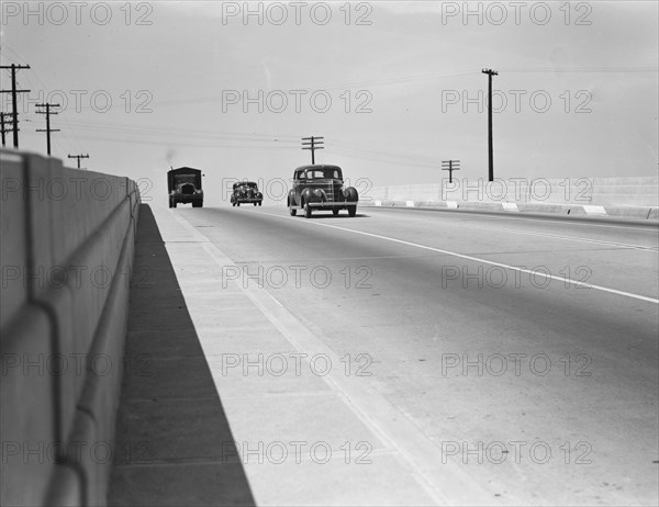 Between Tulare and Fresno. Overpass on U.S. 99. California.