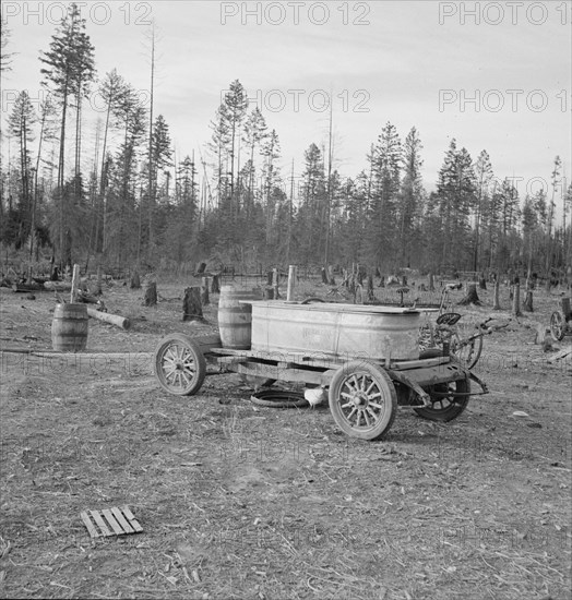 Improved water tank on stump ranch. Boundary County, Idaho.