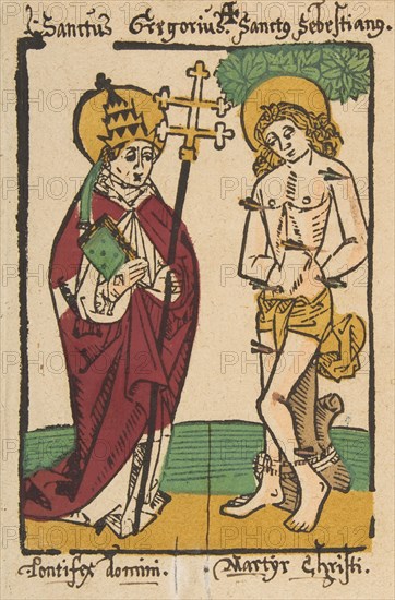 St. Gregory and St. Sebastian (Schr. 1493x), 15th century.