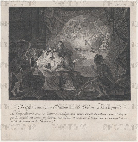 Orage causé par l'Impôt sur le Thé en Amérique, ca. 1775.