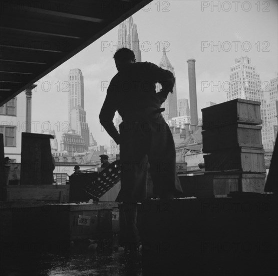 New York, New York. A scene at the Fulton fish market.