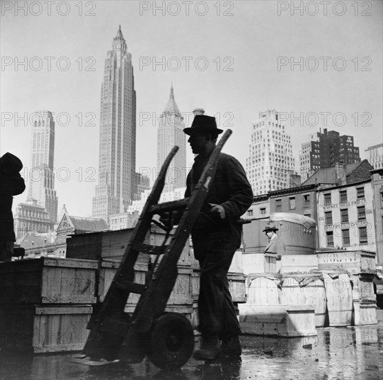 New York, New York. A scene at Fulton's fish market.