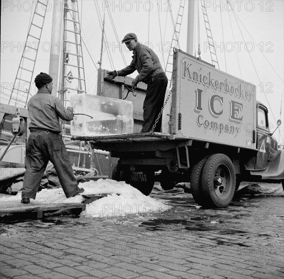 New York, New York. Ice used to store fish in ships.