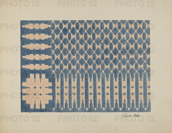 Old Colonial Handwoven Bedspread, c. 1940.