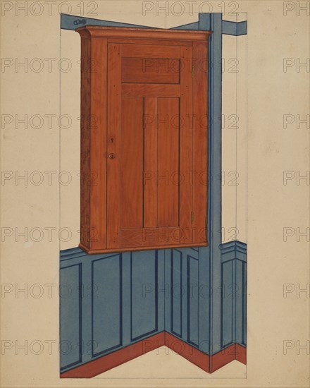 Shaker Small Corner Cupboard, c. 1937.