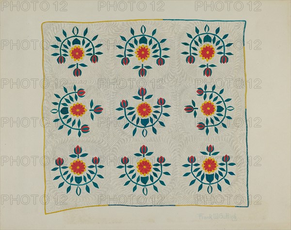 Cotton Quilt - Tulip Design, c. 1938.