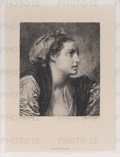 Head of a Woman, after Greuze, 1871.