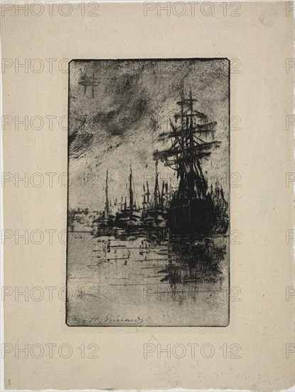 Sailboats on the water, c. 1888.