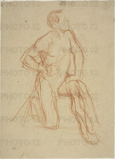 Male Figure Kneeling, c. 1874.