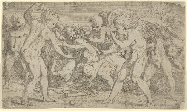 Putti playing, 1540-56.