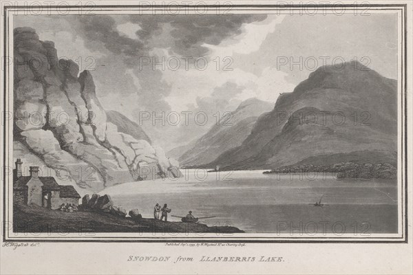 Snowdon from Llanberris Lake, from "Remarks on a Tour to North and South Wales, 1799. Creator: John Hill.