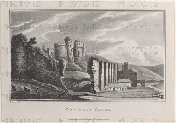 Caerphilly Castle, from "Remarks on a Tour to North and South Wales, in the year 1797, 1800. Creator: John Hill.