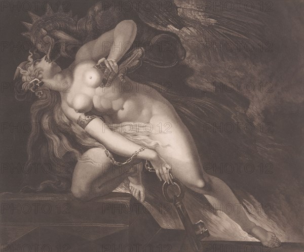 Sin Pursued by Death (John Milton, Paradise Lost, Book 2, 787, 790-792), November 27, 1804. Creators: Moses Haughton, Frederick Christian Lewis.