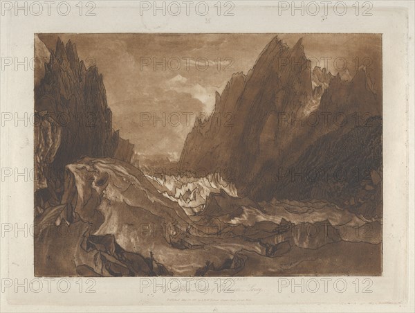 Mêr de Glace, Valley of Chamouni-Savoy (Liber Studiorum, part X, plate 50), May 23, 1812. Creator: JMW Turner.